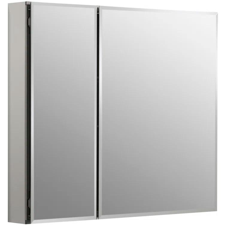 CLC Aluminum Two-Door Medicine Cabinet With Mirrored Doors, Beveled Edges