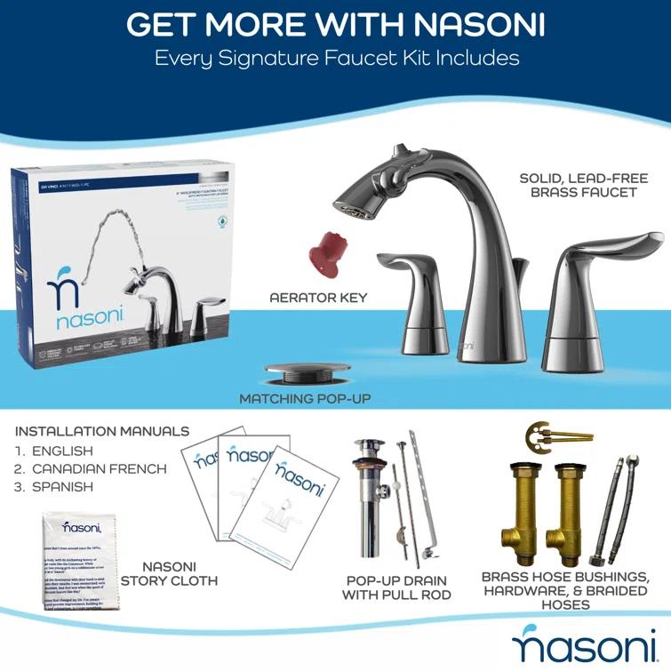 Da Vinci Widespread Bathroom Fountain Faucet with Drain Assembly