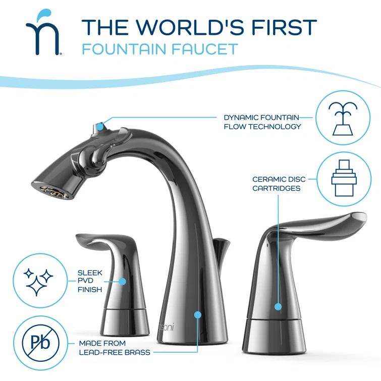 Da Vinci Widespread Bathroom Fountain Faucet with Drain Assembly