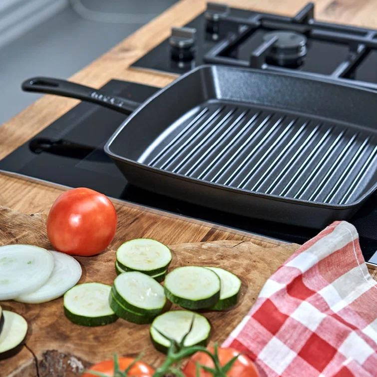 Staub ® 12" Matte Black Enameled Cast Iron Square Grill Pan