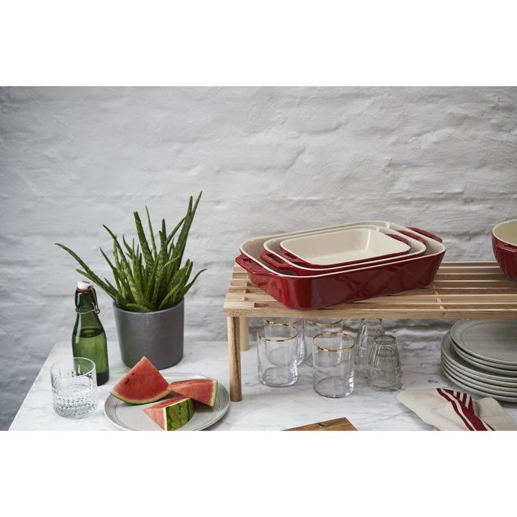 Staub Cherry Rectangular Bakers, Set of 3