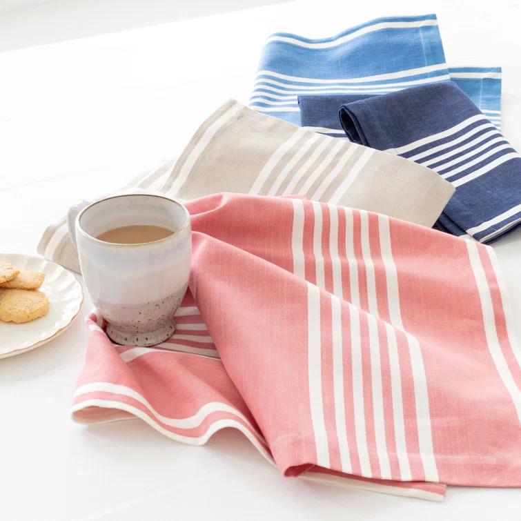 French Blue Cotton Bistro Stripe Napkin Set of 4