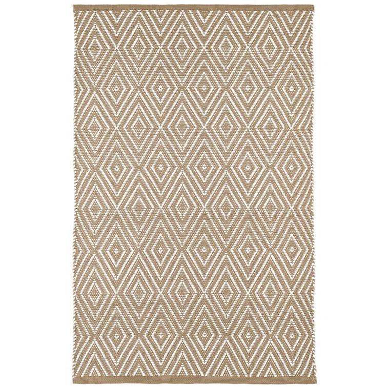 Diamond Khaki/White Handwoven Indoor/Outdoor Rug