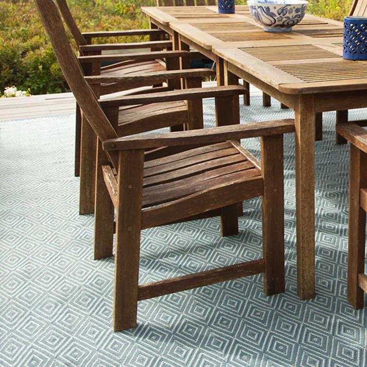 Diamond Slate/Light Blue Handwoven Indoor/Outdoor Rug