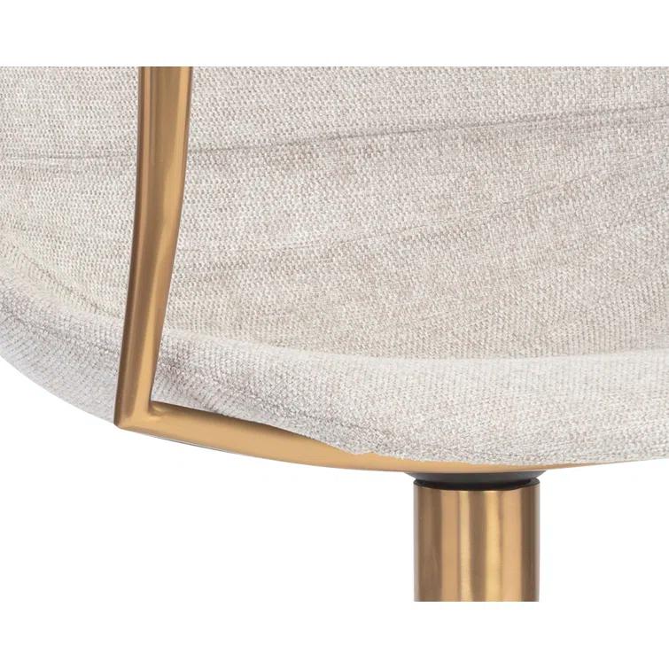Belfast Heather Grey Swivel Dining Armchair with Gold Stainless Steel Legs