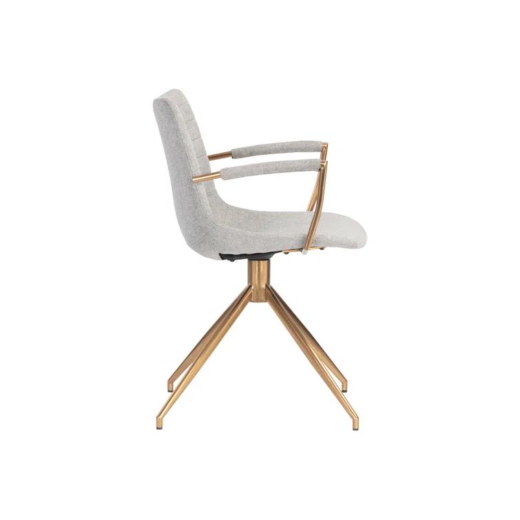 Belfast Heather Grey Swivel Dining Armchair with Gold Stainless Steel Legs