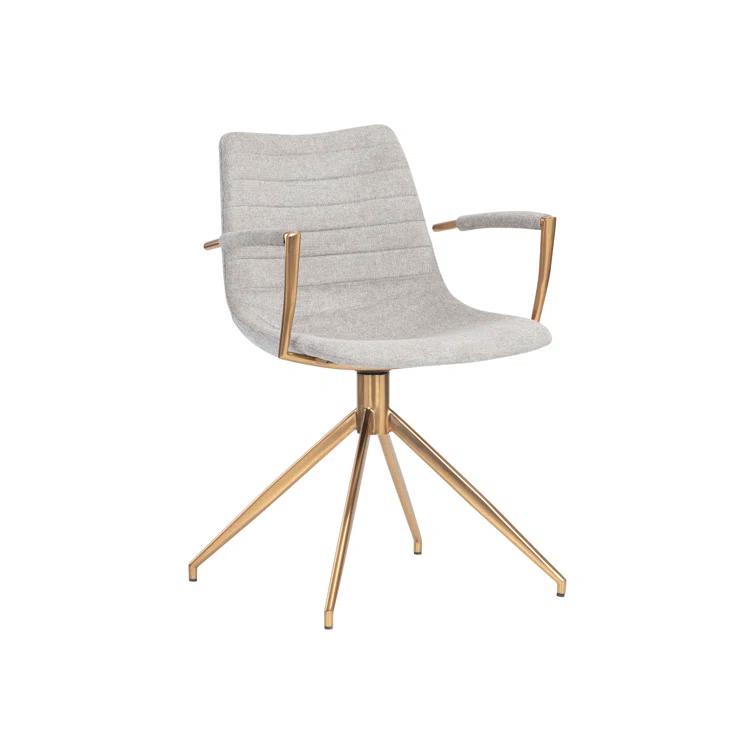 Belfast Heather Grey Swivel Dining Armchair with Gold Stainless Steel Legs