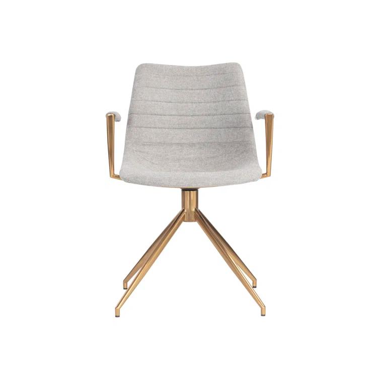 Belfast Heather Grey Swivel Dining Armchair with Gold Stainless Steel Legs