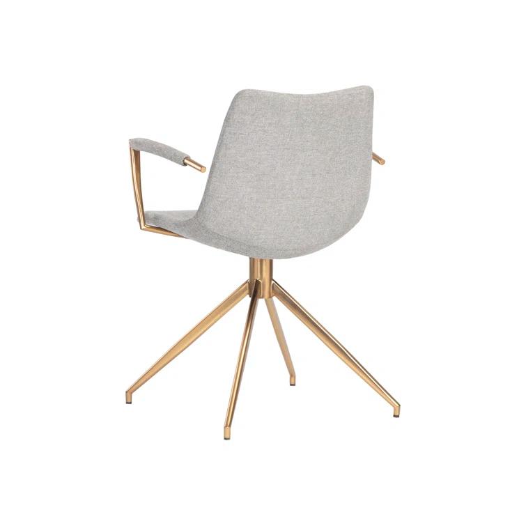 Belfast Heather Grey Swivel Dining Armchair with Gold Stainless Steel Legs