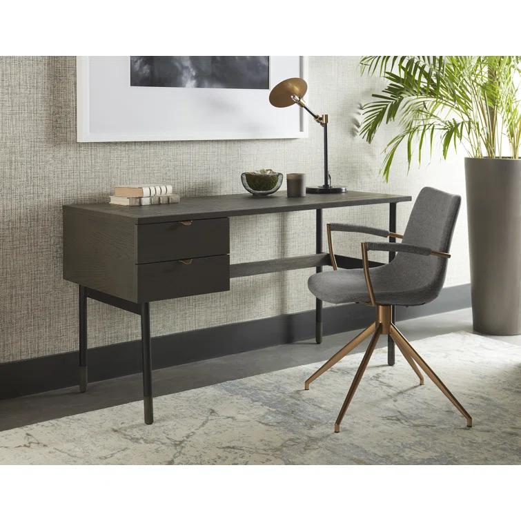Belfast Heather Grey Swivel Dining Armchair with Gold Stainless Steel Legs