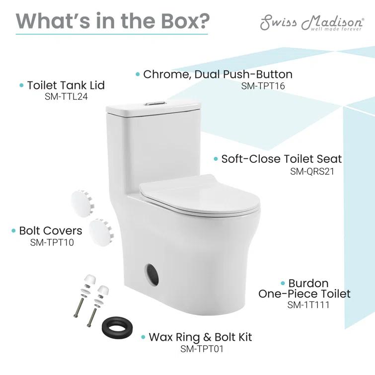 Burdon One-Piece Toilet Vortex Dual-Flush 1.1/1.6 gpf