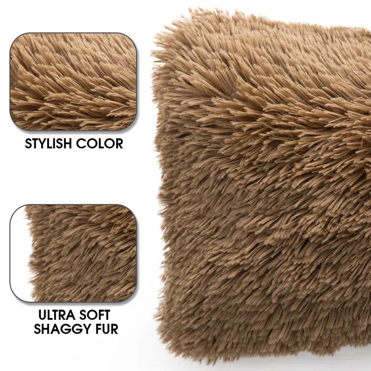 Cheer Collection Cheer Collection Shaggy Hair Decorative Throw Pillows (Set of 2)