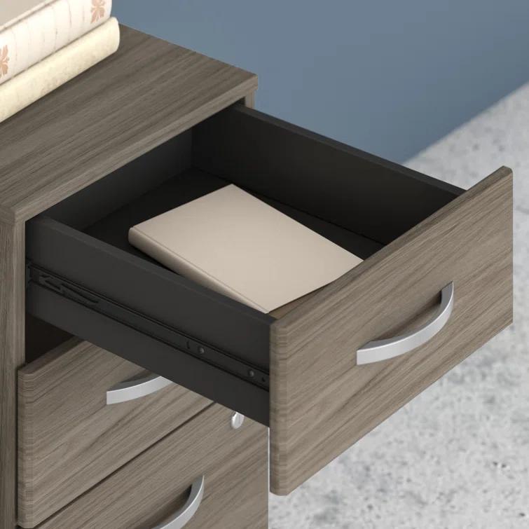 Bush Business Furniture Studio C 72W x 36D Bow Front Desk and Credenza with Mobile File Cabinets