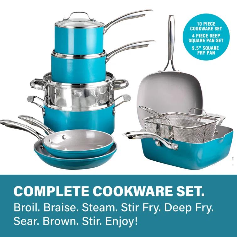 Gotham Steel 20 Piece Nonstick Cookware and Bakeware Set, Stay Cool Handles, Oven & Dishwasher Safe