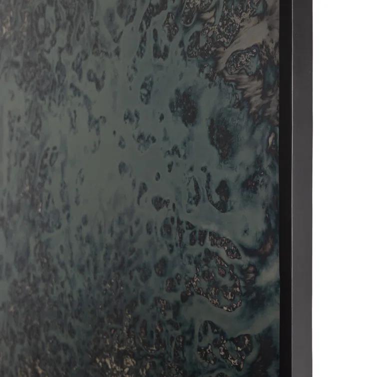 Marlow Acid Wash Hand-Painted Blue Hues Floor Mirror - Iron Matte Black