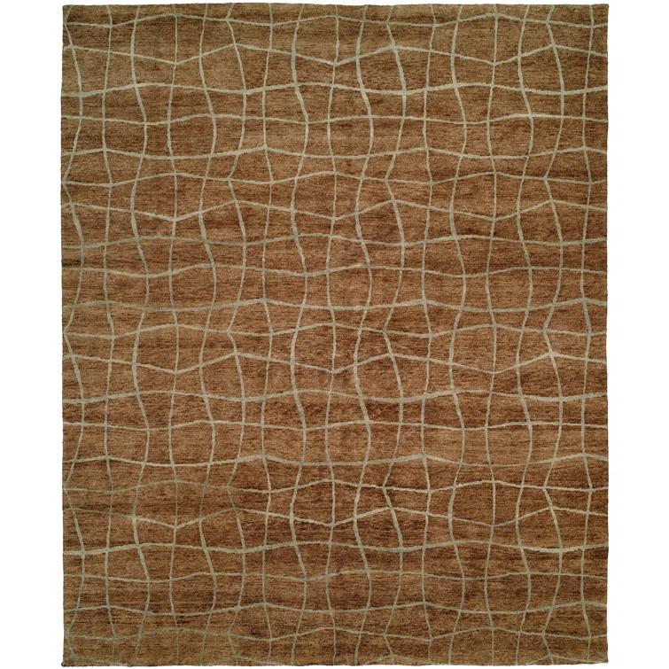 Wool Abstract Area Rug in Brown
