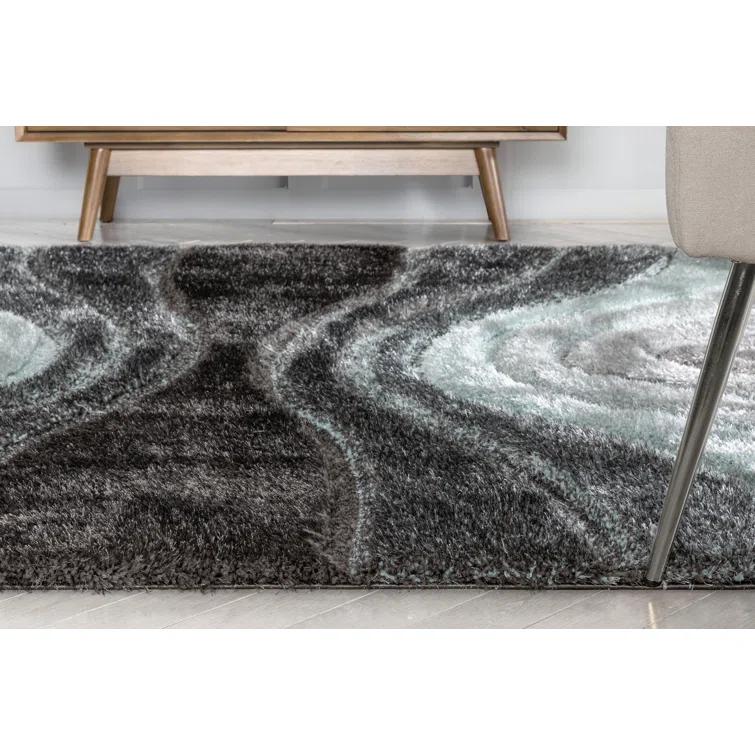 San Francisco Luz Modern Geometric Light Blue 3D Textured Thick & Soft Shag Rug