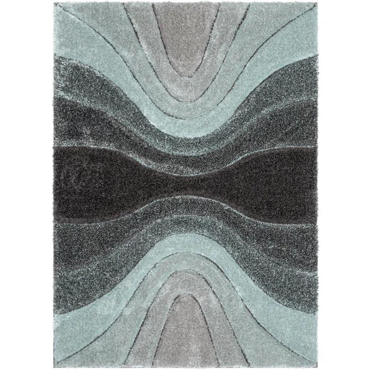 San Francisco Luz Modern Geometric Light Blue 3D Textured Thick & Soft Shag Rug