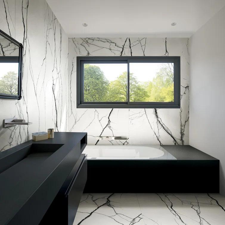 Magnus 11.81 in. x 23.62 in. Polished Porcelain Marble Look Floor and Wall Tile (11.62 Sq. Ft./Case)