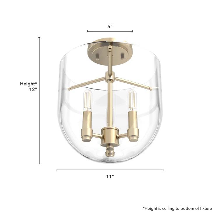Hunter Sacha Natural Iron 3 Light Flush Mount Ceiling Light Fixture