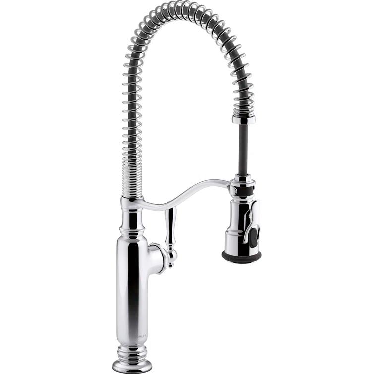Kohler Tournant® Single Handle Semi-Professional Pre-Rinse Kitchen Faucet with Three-Function Pull Down Sprayer