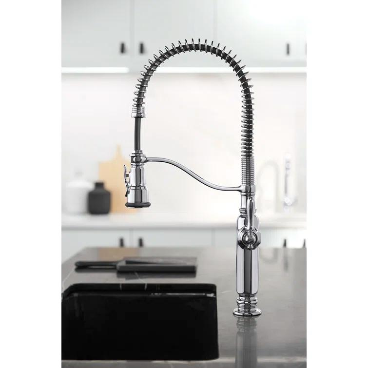 Kohler Tournant® Single Handle Semi-Professional Pre-Rinse Kitchen Faucet with Three-Function Pull Down Sprayer