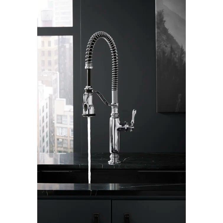 Kohler Tournant® Single Handle Semi-Professional Pre-Rinse Kitchen Faucet with Three-Function Pull Down Sprayer