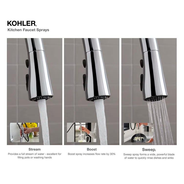 Simplice Touchless Pull-Down Kitchen Sink Faucet with Three-Function Sprayhead