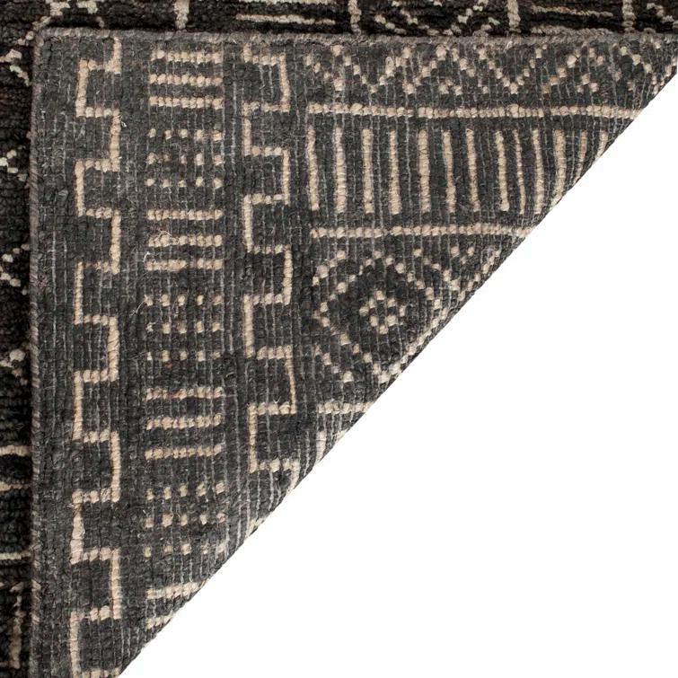 Night & Cream Tribal-Inspired Hand-Knotted Wool-Blend 9' x 12' Rug