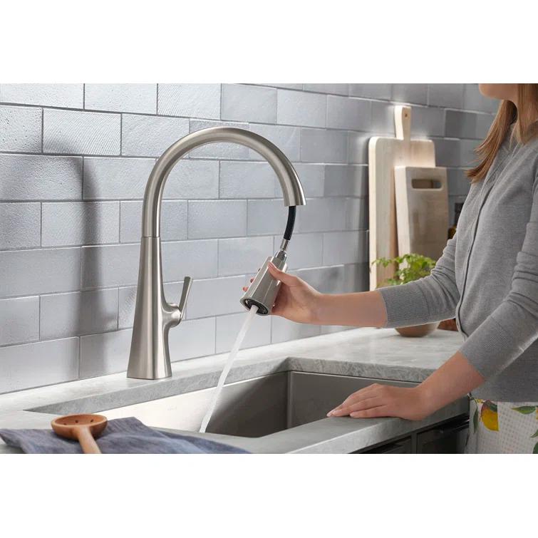 Graze Touchless Pull-Down Kitchen Sink Faucet With Three-Function Sprayhead
