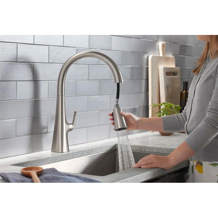Graze Touchless Pull-Down Kitchen Sink Faucet With Three-Function Sprayhead