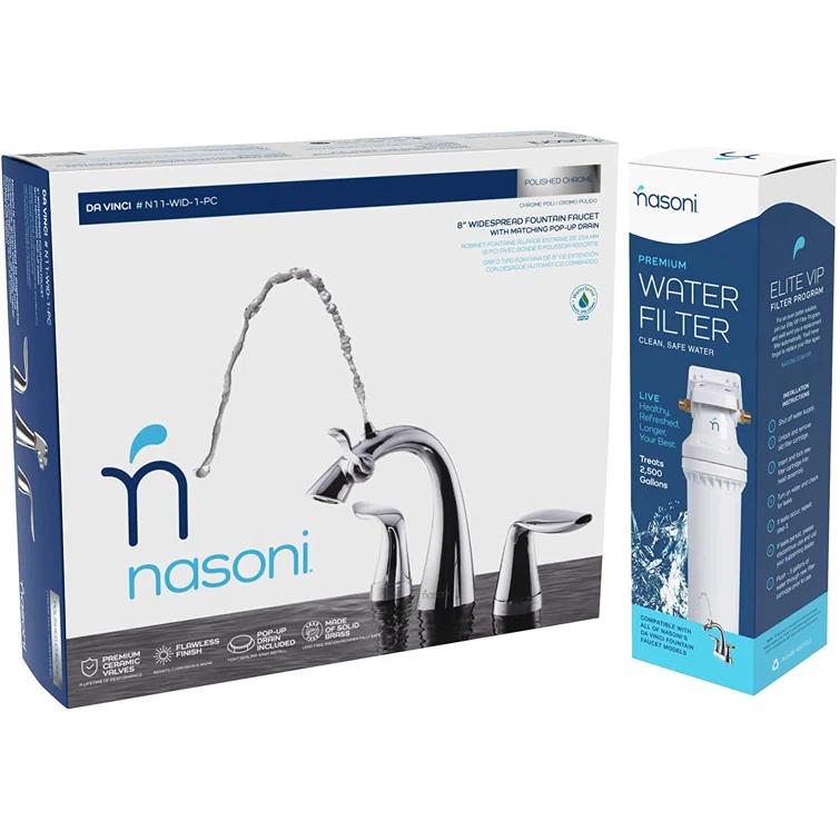 Da Vinci Widespread Bathroom Fountain Faucet with Drain Assembly