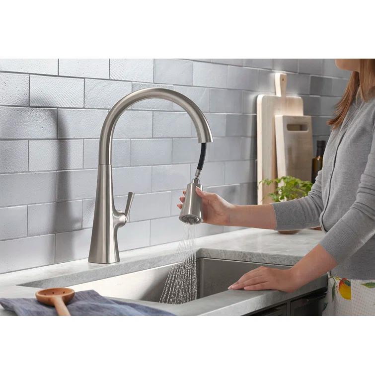 Graze Touchless Pull-Down Kitchen Sink Faucet With Three-Function Sprayhead