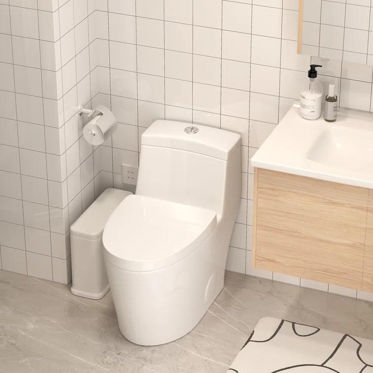 Greta Tornado Powerful Flush One-Piece Toilet, 1.28 GPF Elongated Floor Mounted