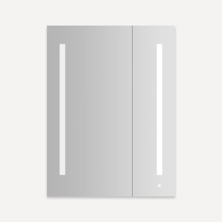 AiO Recessed Frameless Medicine Cabinet with 6 Adjustable Shelves and LED Lighting