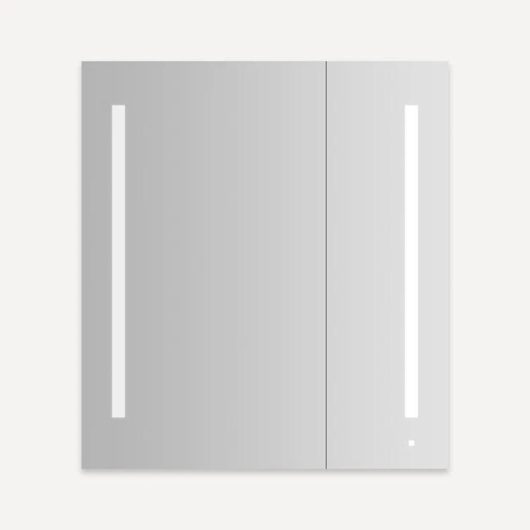 AiO Recessed Frameless Medicine Cabinet with 6 Adjustable Shelves and LED Lighting