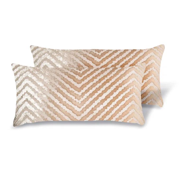 Kevin O'Brien Studio Chevron Velvet Reversible Throw Pillow