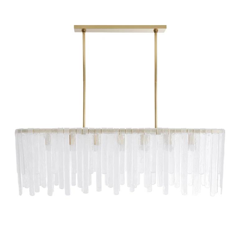 Leighton Antique Brass 7-Light Kitchen Island Chandelier with Seeded Glass