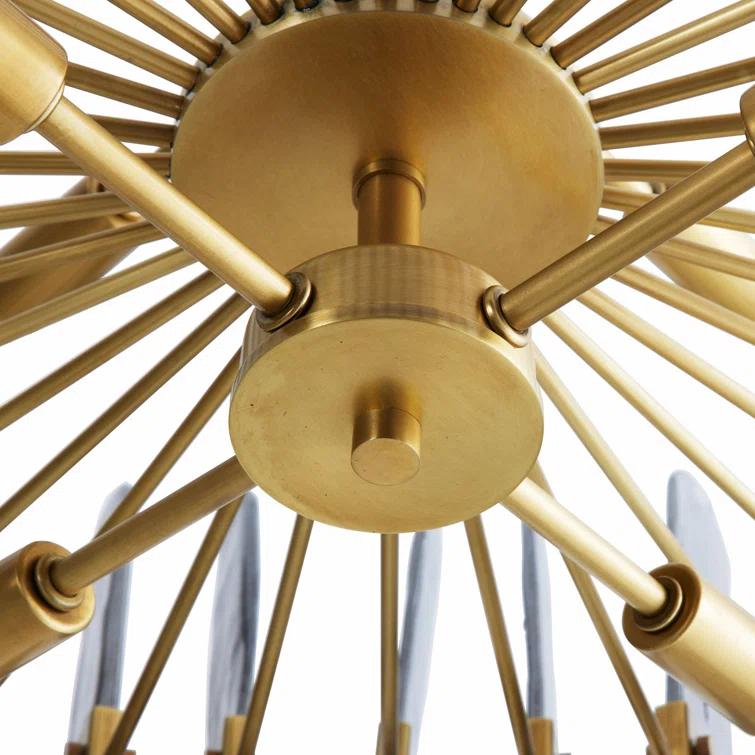 Antique Brass Drum Chandelier with Smoke Glass Panels