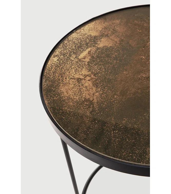 Bronze Mirrored Glass Round Nesting Side Tables