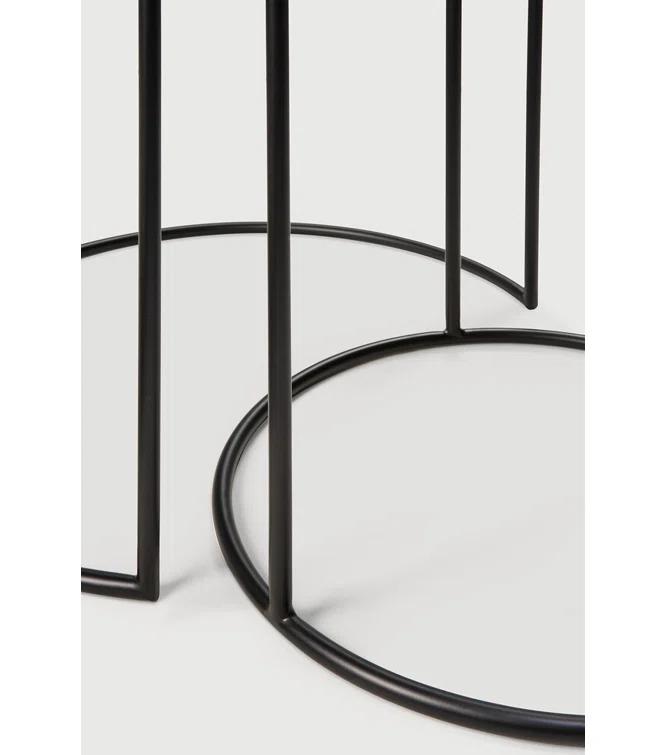 Bronze Mirrored Glass Round Nesting Side Tables