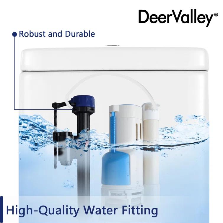 DeerValley Prism Dual-Flush Elongated One-Piece Toilet with Glazed Surface Lower Water Tank for Space Saving (Seat Included)