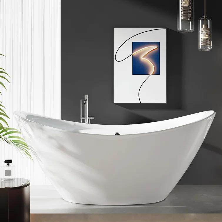 FerdY Boracay 67" Acrylic Freestanding Bathtub With Chrome Drain