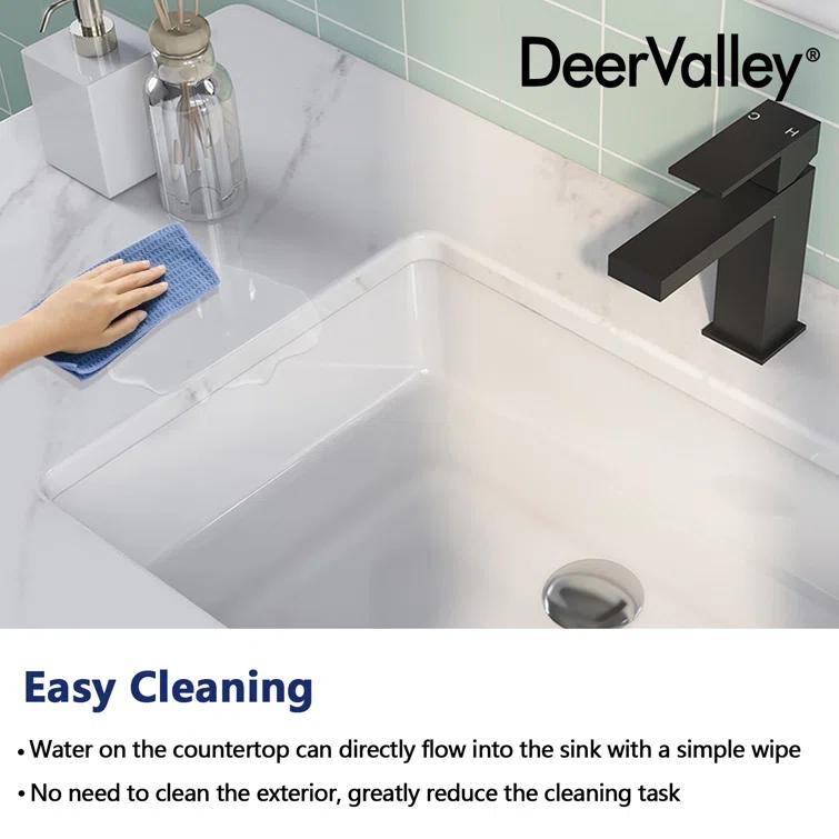 DeerValley Ursa 20" X 15.6" Rectangular Vitreous China Undermount Bathroom Sink with Overflow