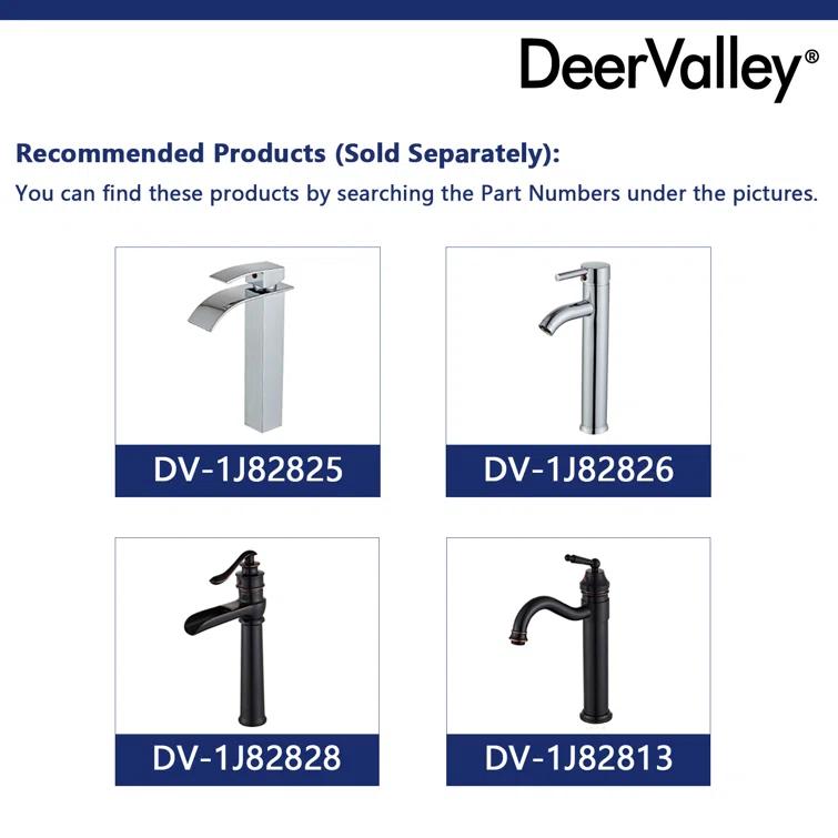 DeerValley Symmetry 13" x 13'' Circular/Round Vitreous Vessel Bathroom Sink