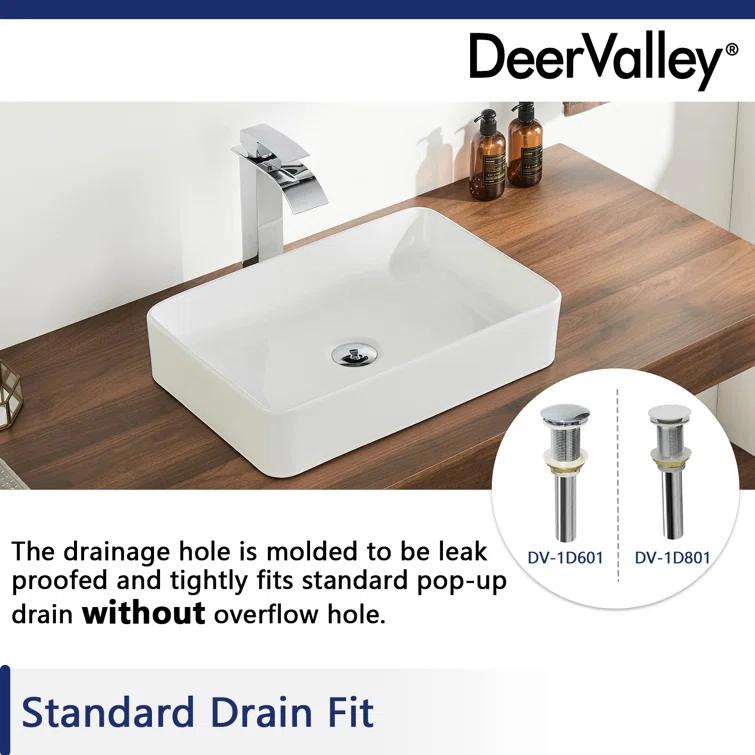 Ally 20" x 13'' Rectangular Vitreous China Vessel Bathroom Sink