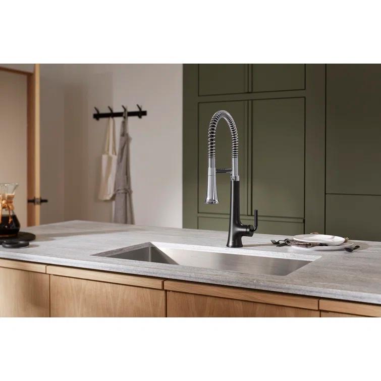 Kohler Tone Single Handle Semi-Professional Pre-Rinse Kitchen Sink Faucet with Three-Function Pull Down Sprayer