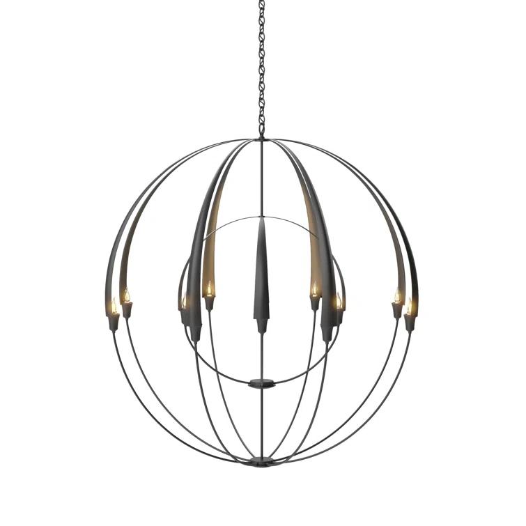Cirque 12 - Light Steel Dimmable Globe Chandelier