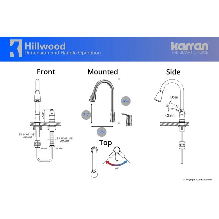 Karran Hillwood Single Handle Pull Down Sprayer Kitchen Faucet