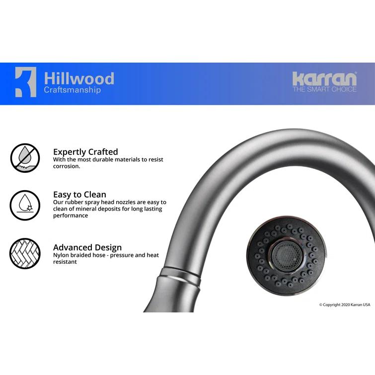 Karran Hillwood Single Handle Pull Down Sprayer Kitchen Faucet